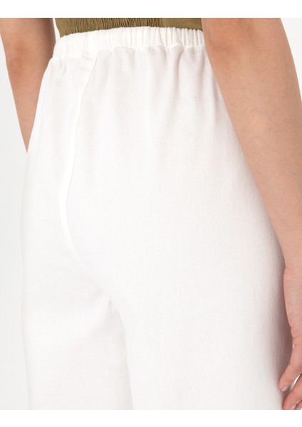 Kadın Beyaz Yüksek Bel Loose Fit Pantolon 50313136-VR013
