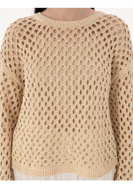 Kadın Bej Oversize Kazak 50301176-VR011