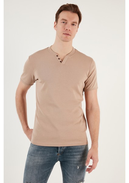 Pamuklu Düğme Detaylı Slim Fit V Yaka 3'lü Paket T Shirt Erkek T Shirt 5902122S3 fırsatları
