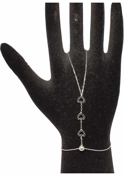 925 Ayar Gümüş Kalp Modeli Şahmeran, Beyaz - Siyah Taş fırsatları