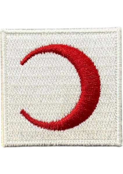 Beyaz Zemin Kızılay Logolu Nakış Patch - 5x5 cm