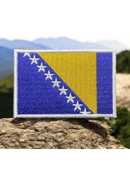 Bosna Hersek Bayrağı Patch Peç Nakış - 8x5 Cm