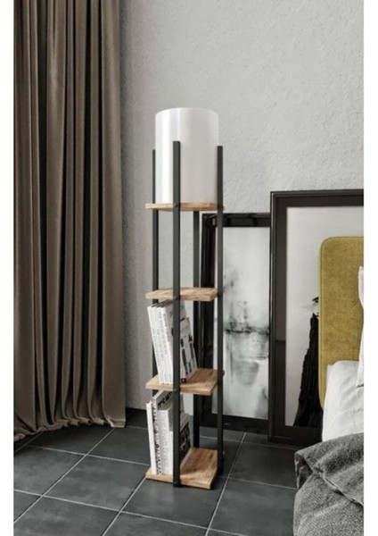 Halımax dekoratif Siyah Ahşap Raflı Modern Lambader