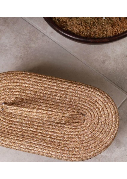 Oval kapaklı jüt hasır sepet, 30x20 cm düzenleyici ve dekoratif kullanım için modelleri