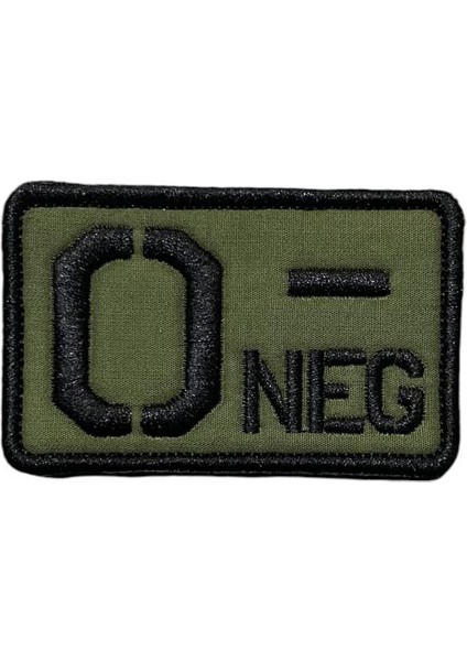 Haki Zemin 0 Negatif Kan Grubu Nakış Patch Arma - 8x5 cm