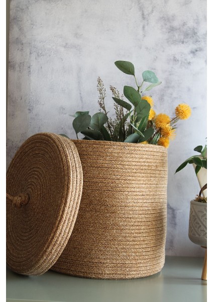 El Dokuması Jüt Sepet, Çok Amaçlı ve Şık Saklama Çözümü, 0-25 cm çap