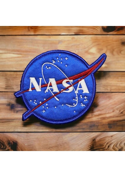 Mavi Zemin Nasa Amblemi Nakış Patch Arma - 10 cm