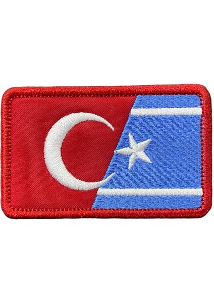 Türkiye ve Türkmeneli Bayrağı Peçi Arma - 8x5 cm
