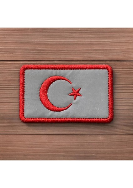 Reflektifli Türk Bayrağı Patch Yansıtıcılı Arma - 8x5 cm