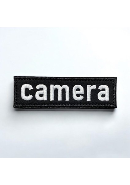Siyah Zemin Camera Yazılı Patch Arkası Cırtlı - 10X3 cm