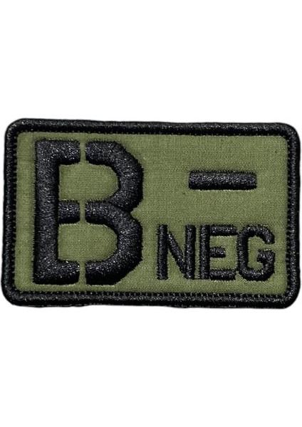 Haki Zemin B Negatif Kan Grubu Nakış Patch Arma - 8x5 cm