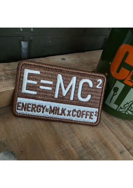 E=mc2 Energy Milk Coffee Kahve Patch Nakış Peç - 8x5 cm