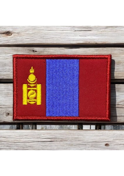Moğolistan Bayrağı Nakış Arma Patch - 8x5 cm