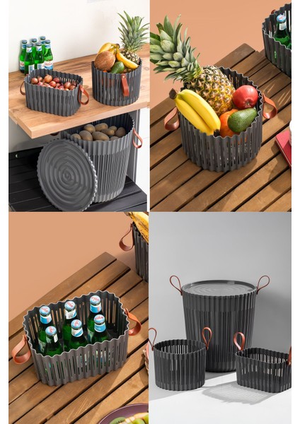 Antrasit 3'lü Sepet Seti – Banyo ve Mutfak Organizeri, Plastik, Gri, Orta Hacim fiyatları