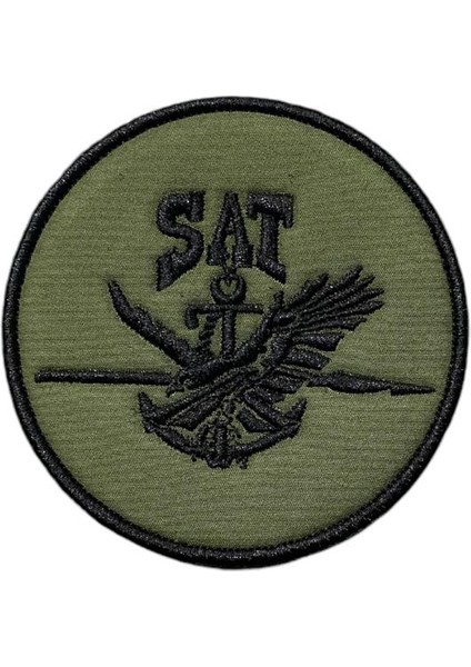 Haki Zemin Sat Komutanlığı Peçi Nakış Patch - 9 cm