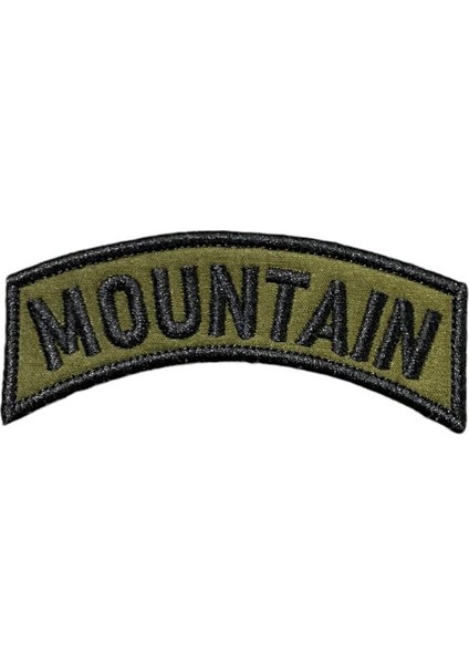 Haki Zemin Mountain Yazılı Arma Nakış Patch - 8x3 cm