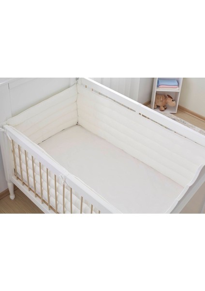 Beşik Kenar Koruyucu Set - 4 Parça - 70x130 Cm - Pamuk - Bej