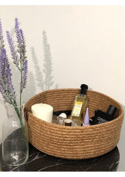 Şık ve Çok Amaçlı Hasır Sepet 25x10, Banyo ve Mutfak Organizeri