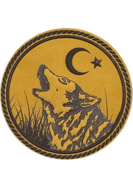 Metalik Renk Bozkurt ve Ay Yıldız Motifli Patch - 7 cm