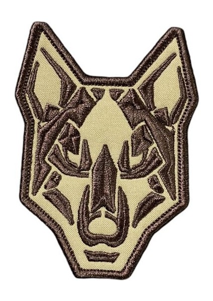 Kahverengi Geometrik Kurt Motifli Figürlü Patch - 6.5x9 cm