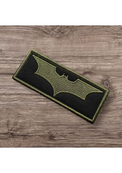 Siyah Zemin Haki Renk Yarasa Batman Patch Arma - 10X4 cm