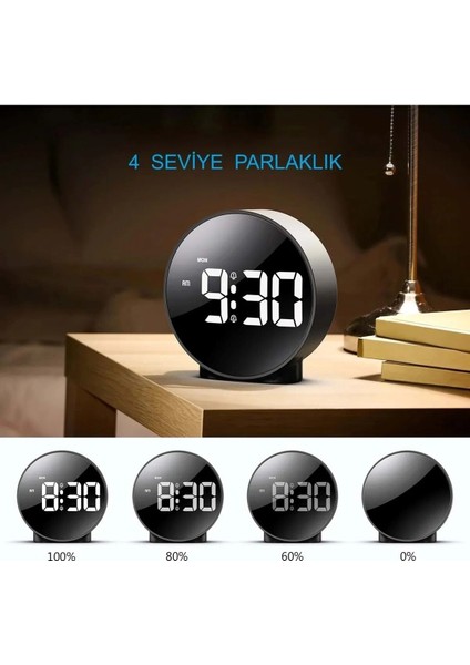 Dekoratif Yuvarlak Siyah Dijital LED Masa Saati USB Güç Erteleme Modern Saat Ev Ofis Hediye