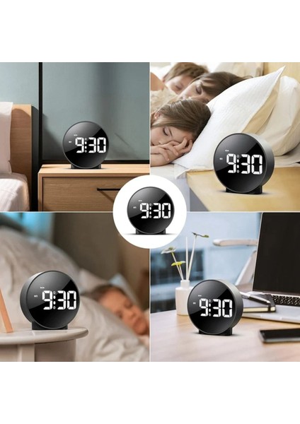 Dekoratif Yuvarlak Siyah Dijital LED Masa Saati USB Güç Erteleme Modern Saat Ev Ofis Hediye