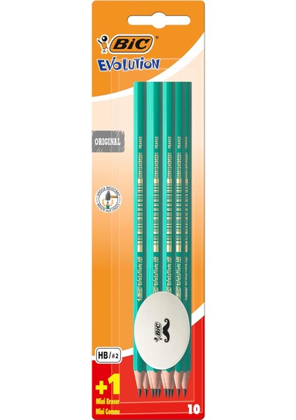Evolution Hb Kurşun Kalem ve Silgi Seti, 10 Kurşun Kalem