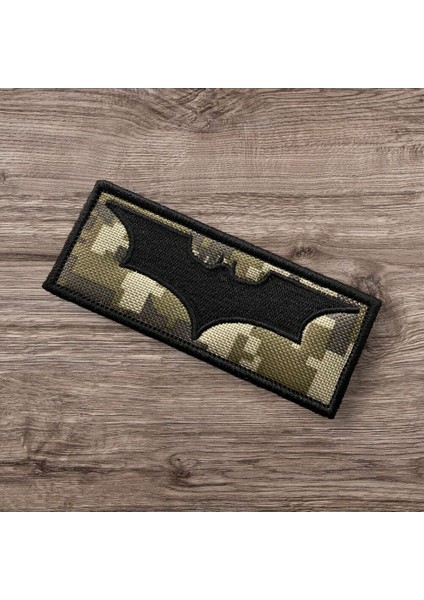 Kamuflaj Zemin Siyah Yarasa Batman Patch Arma - 10X4 cm