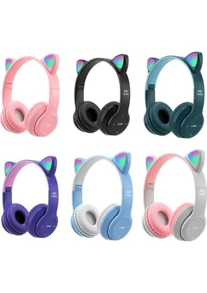 Gfc Life Store - Kedi Kulaklı Renkli Bluetooth Hd Ses Kaliteli Dahili Mikrofonlu Hafıza Kart Girişli 5.0 Wireless 6 Ayrı Renk Bluetooth Kulaklık (Toz Pembe)