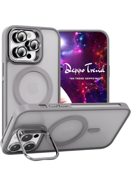 Apple iPhone 16 Pro Max Için Magsafe ile Uyumlu Kılıf Renkli Kamera Lens Koruyucu Stand Olabilen Kablosuz Şarj Destekli Silikon Mat Sararmaya Karşı Dayanıklı Koruyucu Kapak