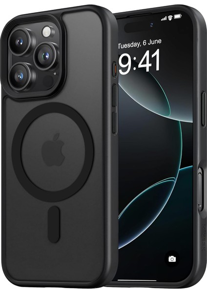 Apple iPhone 16 Pro Için Magsafe ile Uyumlu Fusion Mat Serisi Versiyon Kılıf Metal Tuş Takımı ve Ultra Güçlü Gerçek Mıknatıslar Şık Tasarım Kılıf (Siyah, 16 Pro)