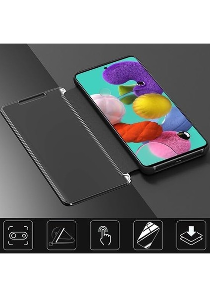 P40 Lite/nova 6 Se Uyumlu Aynalı Kapaklı Standlı Clear View Kılıf (Siyah) modelleri