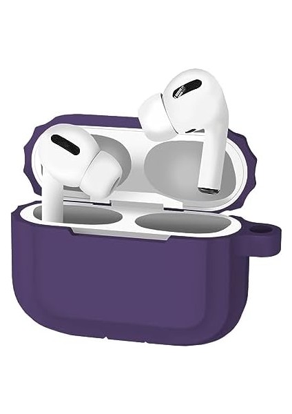 Buff Apple AirPods Pro Uyumlu Rubber Silicone Case Kancalı Yumuşak Silikon Kılıf Apple AirPods Pro 1 Nane Pro 2 Uyumlu Kulaklık Kılıfı Mor, Buff