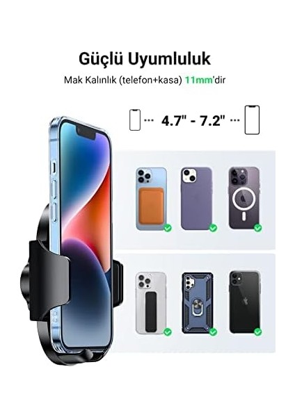 Araç Telefonu Tutacağı Vantuz Pano Tutacağı Apple iPhone 15 Pro Max Plus 14 13 Samsung Galaxy F34 S23 Ultra Huawei Mate 60 Pro Redmi K60 Ultra Vesaire ile Uyumlu