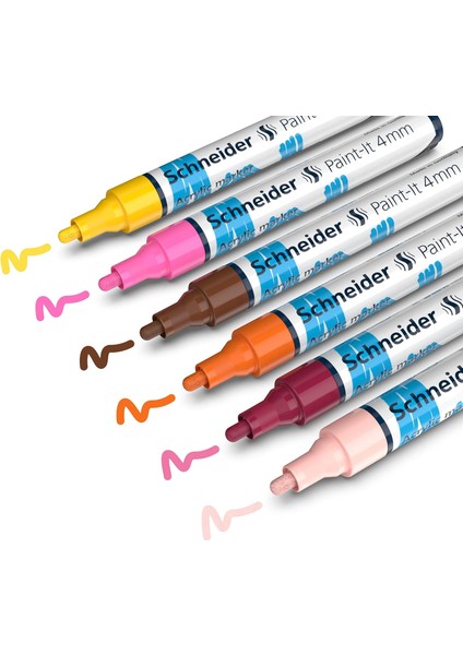 - Paint-It Akrilik Kalemler (4 mm Yuvarlak Uçlu Set, Yüksek Kapatıcı Akrilik Boyalar, Ahşap, Tuval, Taş Vb. Için) 6 Adet
