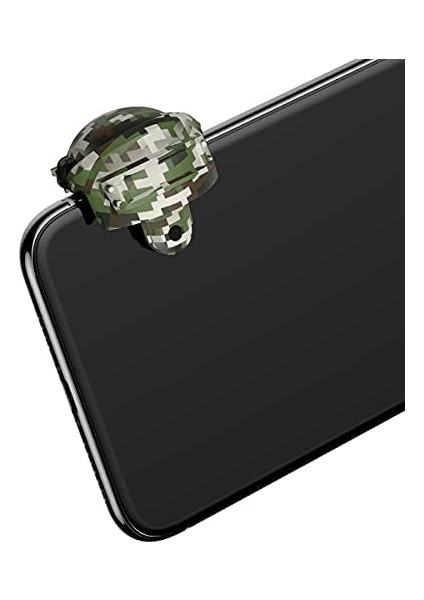 Mobil Oyun Kontrol Aparatı, Kamuflaj Desenli Koyu Yeşil - Gri, Pubg Mobile Kaskı Şeklinde, Mobile Gamepad, Ateş/tetik/kontrol/4 Parmak Kullanımını Sağlayan, Cep Telefonu/tablet Uyumlu