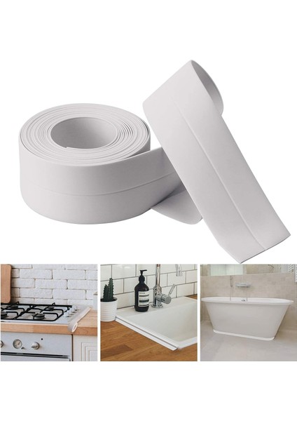 Sızdırmazlık Bandı Banyo Mutfak Lavabo Küvet Duş Teknesi Su Geçirmez Kenar Bant (320 Cm)