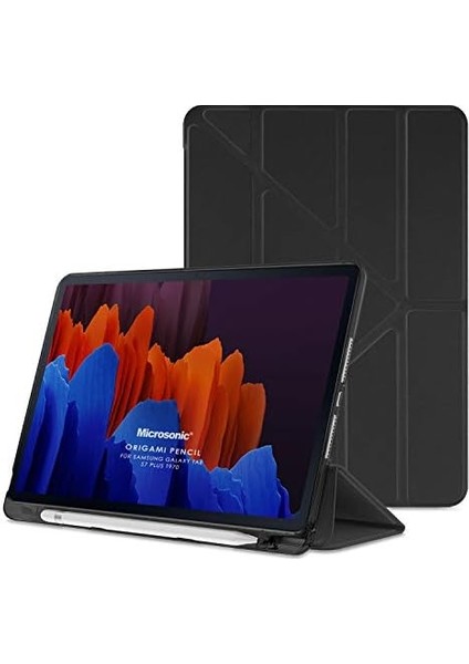 Samsung Galaxy Tab S9 Plus X810 Için Kılıf Origami Pencil Siyah [Samsung Galaxy Tab S9 Plus X810 ile Uyumlu Kılıf - Siyah]