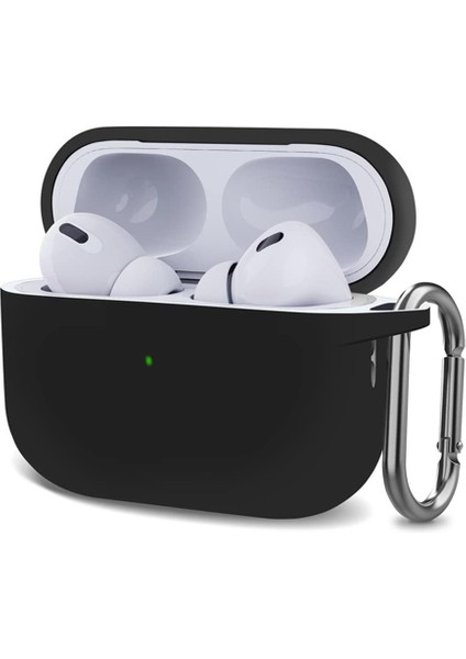 Apple AirPods Pro 2.nesil Için Kılıf Askılı Mat Silikon Siyah [Apple AirPods Pro 2. Nesil ile Uyumlu Kılıf - Siyah]