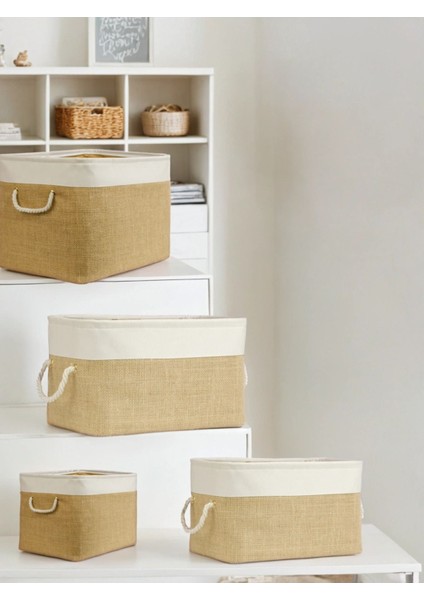 3'lü Jüt Küçük Saklama Sepeti, Kahverengi, Kumaş, Dolap ve Oyun Düzenleyici modelleri