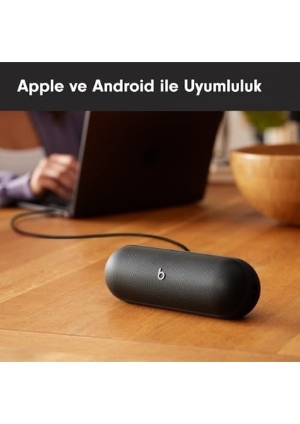 Pill - Kablosuz Bluetooth Hoparlör ve Taşınabilir Şarj Aleti (Usb-C Kablo Ile), 24 Saate Ulaşan Pil Ömrü, IP67 Derecesinde Suya Dayanıklı, Apple ve Android Uyumlu - Mat Siyah
