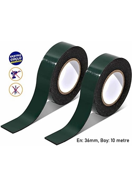 Taraflı Köpük Bant Eva Montaj Bandı Siyah 36 mm x 10 Metre