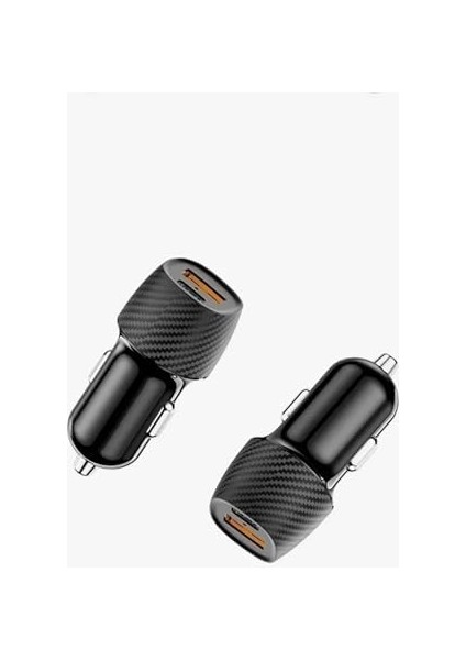 Pd Qc 3.0 Hızlı Araç Şarj Cihazı, USB ve Type-C Çift Bağlantı Noktalı, Siyah