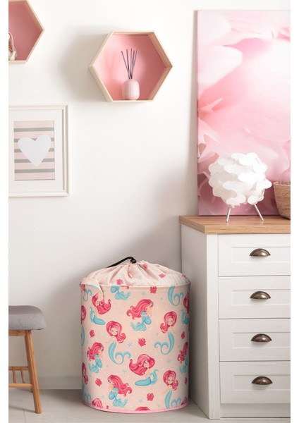 Pembe Çok Amaçlı Katlanabilir Fileli Saklama Kutusu 37x40, Dayanıklı Polyester Malzeme