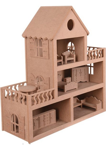 Barbie Bebek Evi Oyuncak (15 Adet Mobilyalı)