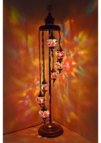 Lambader Çoklu Elişi Sarkıt Camlı,mozaik Ayaklı Lambader,dekoratif Köşe Lambası Model 15