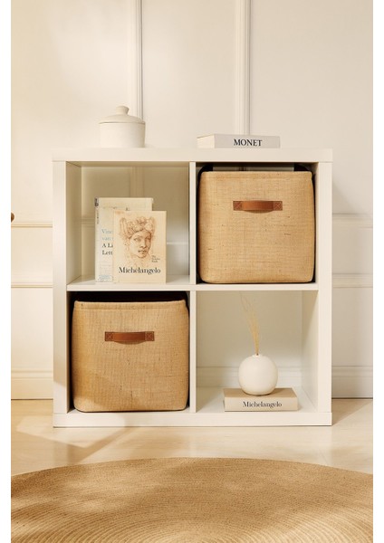 Katlanabilir 2'li Jüt Saklama Sepetleri, 30x30x30, Pembe, Çamaşır ve Oyuncak Organizer