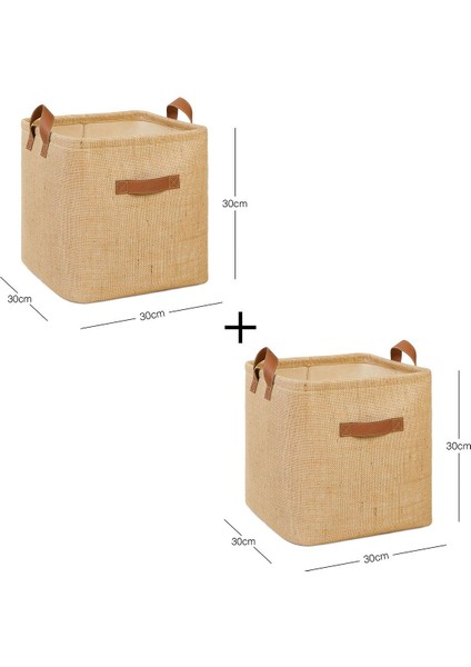 Katlanabilir 2'li Jüt Saklama Sepetleri, 30x30x30, Pembe, Çamaşır ve Oyuncak Organizer fiyatları