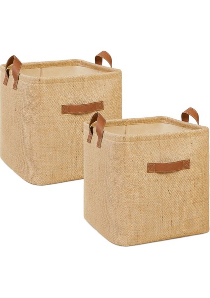 Katlanabilir 2'li Jüt Saklama Sepetleri, 30x30x30, Pembe, Çamaşır ve Oyuncak Organizer modelleri